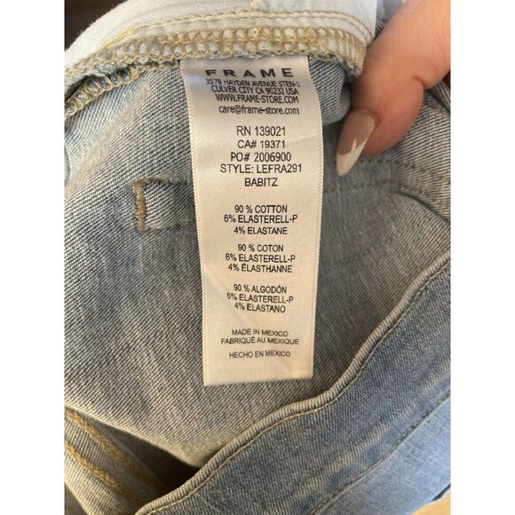 New FRAME Le Easy Flare High Rise Raw Hem Light Blue Jeans Babitz Size 29 - Picture 12 of 15